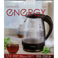 Чайник электр. Energy E-262 Черный (диск, 1,7л) 2кВт, стекло/пластик, подсветка 153233