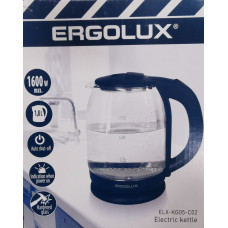 Чайник электр. ERGOLUX ELX-KG05-C02 ПРОМО стекло/пластик, диск 1.8л, подсветка, 220V 1600W черн 5764